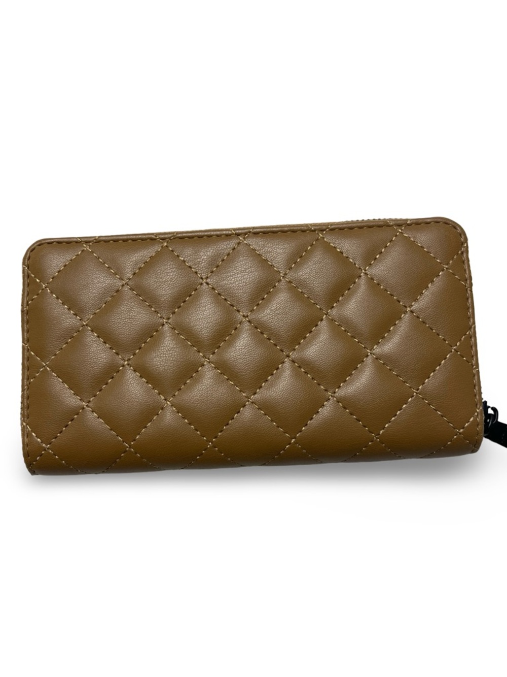 Badgley Mischka Wallet Quilted Tan Zip-Around - Women's Leather Wallet New Clean - Picture 4 of 13
